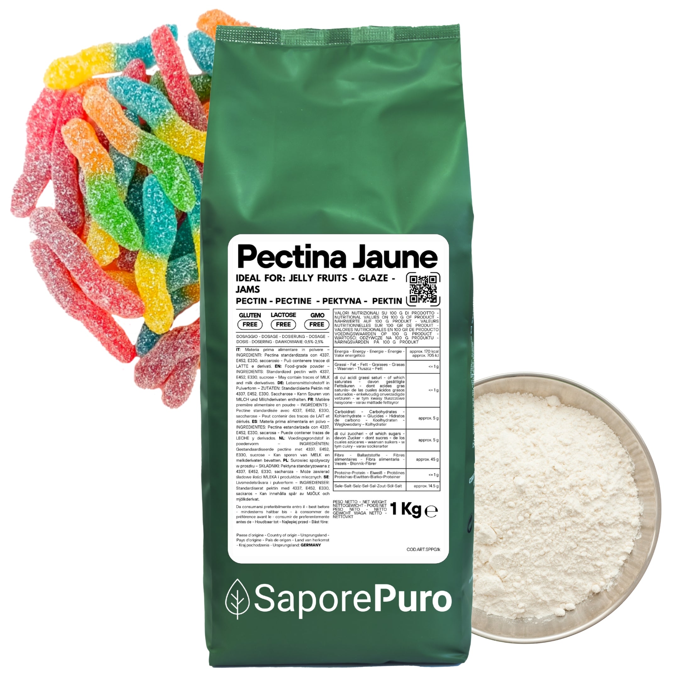 Pectina amarilla (Jaune) SaporePuro - Jaleas de frutas, mermeladas, geles espesos - SaporePuro